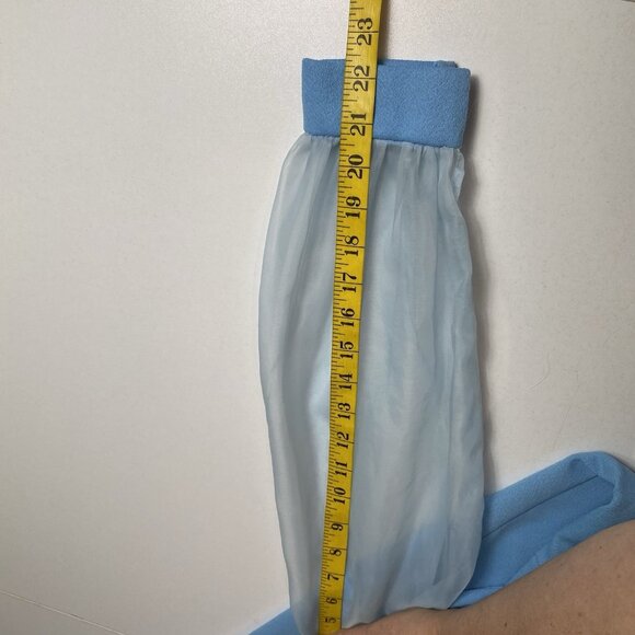 Vtg 70s Womens Dress Light Blue Keyhole Neck Sheer Sleeves Stretch Sz 13/14 - Picture 9 of 9